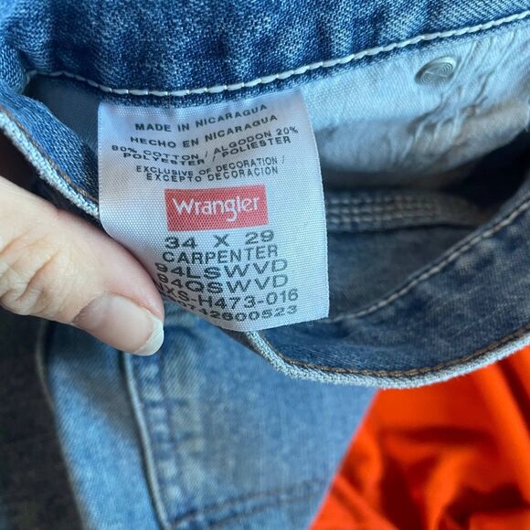 Wrangler Carpenter Jeans Men's 34x29 Blue Tool Pockets Workwear Utility Pants - Picture 11 of 11